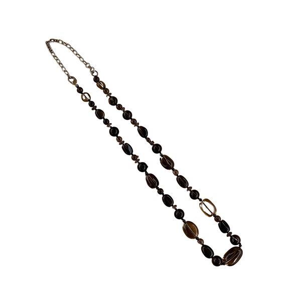 Vintage Smoky Quartz Beaded Necklace - Picture 2 of 4